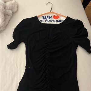 Frame Denim Black Ruched Short Sleeve Tee